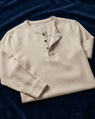 Linen Blend Henley Top (Beige), product photo