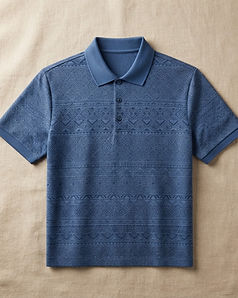 Jacquard Polo - Geometric pattern (Blue), product photo