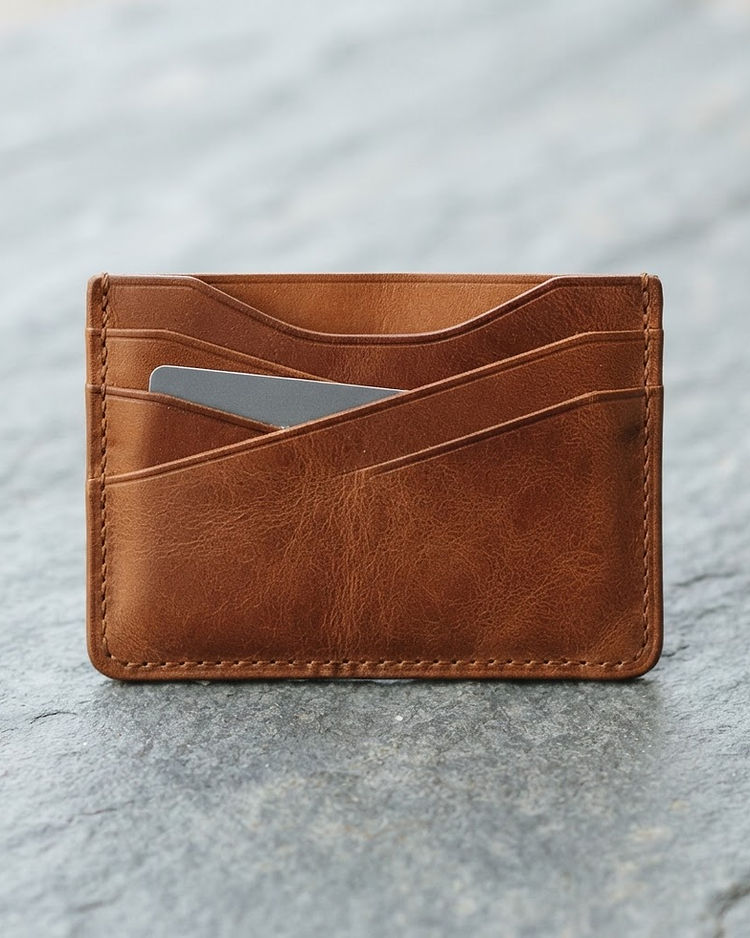 Slim Leather Card Holder - Brown (Brown), product photo