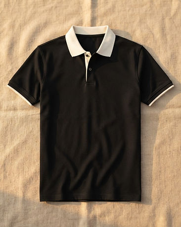 Contrast Collar Polo - Black (Black), product photo
