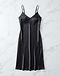 Satin Slip Midi (Midnight Black), flat-lay view