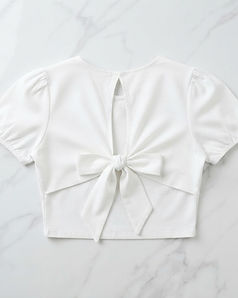 Tie-Back Cropped Top (White), product photo