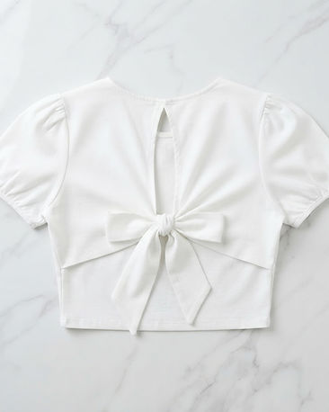 Tie-Back Cropped Top (White), product photo