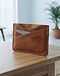 Slim Leather Card Holder - Brown (Brown), worn or held by model