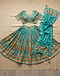 Printed Lehenga with Dupatta (Teal), flat-lay view