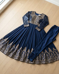 Sequined Anarkali Set (Navy), product photo