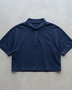 Boxy Cropped Polo (Navy), product photo