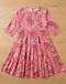 Floral Print Tiered Kurta (Pink), flat-lay view