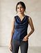 Lewista Silk Top (Navy), worn or held by model