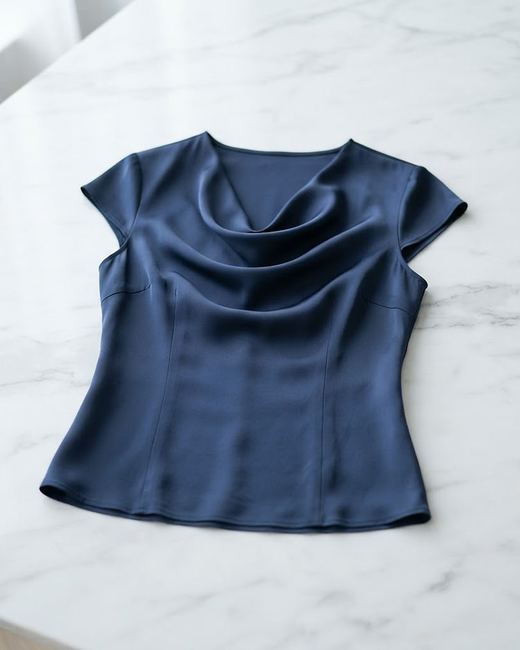 Lewista Silk Top (Navy), product photo