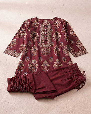Lewista Cotton Kurti (Burgundy), product photo