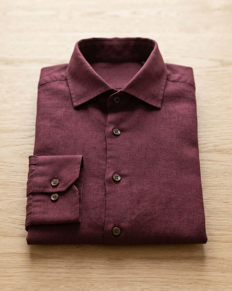 Lewista Linen Shirt (Burgundy), product photo