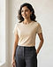 Lewista Pima Tee (Champagne), worn or held by model