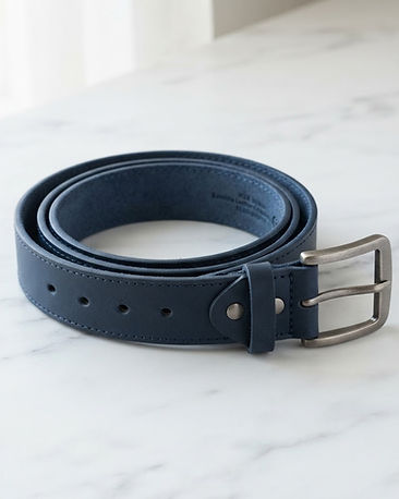 Lewista Leather Belt (Navy), product photo