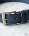 Lewista Leather Belt (Navy), detail close-up