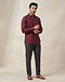 Lewista Linen Shirt (Burgundy), worn or held by model