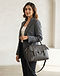Lewista Satchel (Charcoal), worn or held by model