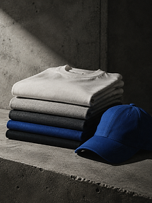 Stack of custom branded apparel