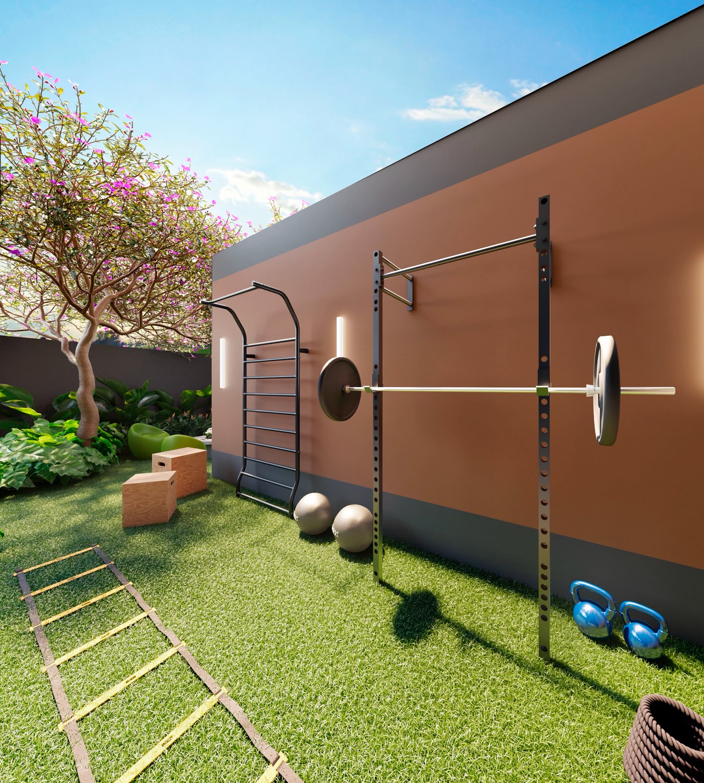 Fitness externo - área de lazer do Joy+ Berrini