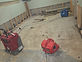 Basement drying out with dehumidifier and air movers after water damage