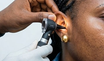 Ear examination with an otoscope