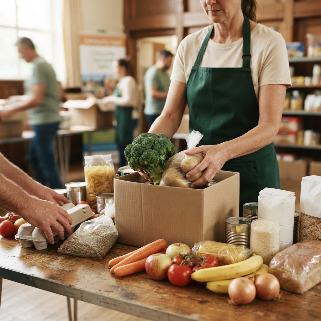 Volunteers at the Greenfield food bank
