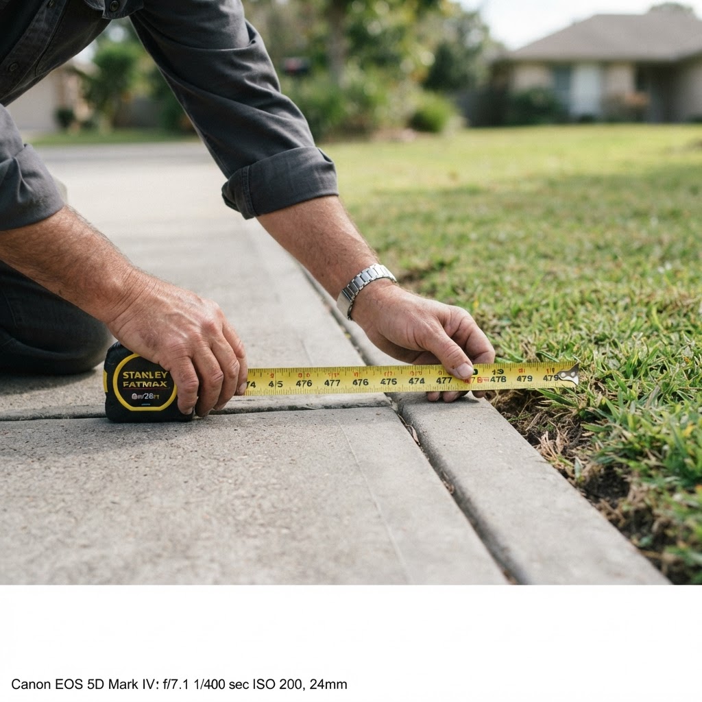 Concrete contractor measuring a driveway for a free estimate