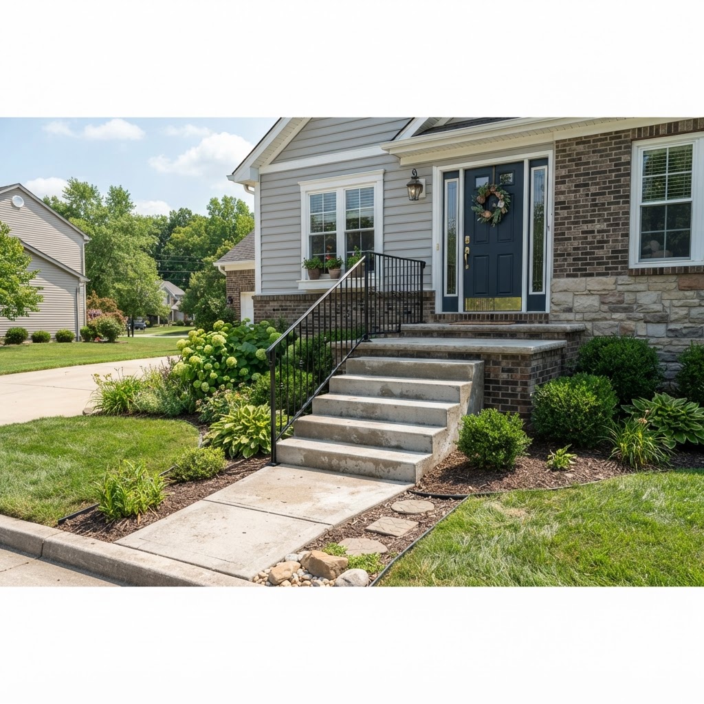Poured concrete front steps and stoop