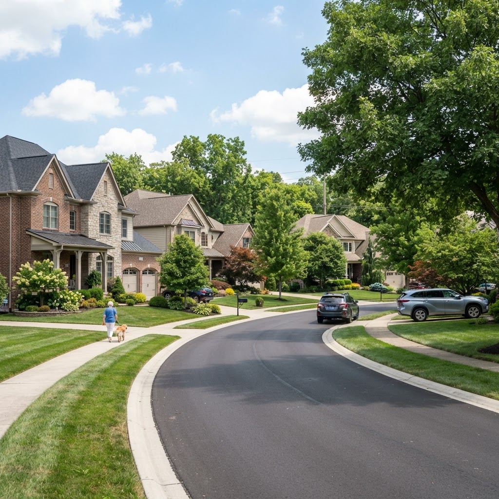 Suburban street in Granger, Indiana
