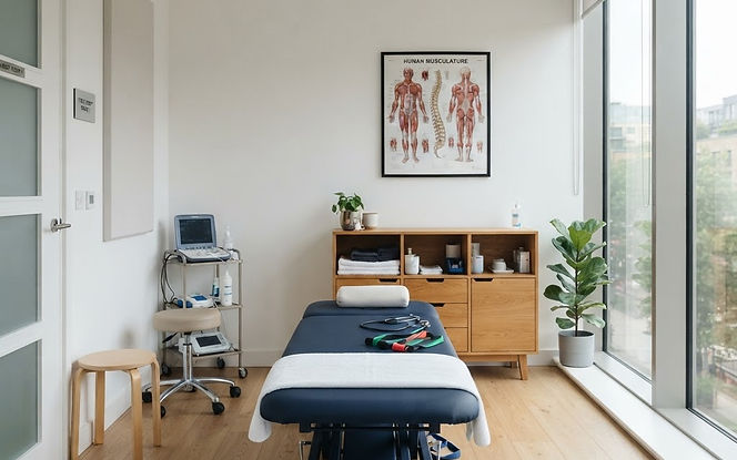 Calm private wellness room prepared for a restorative warming session