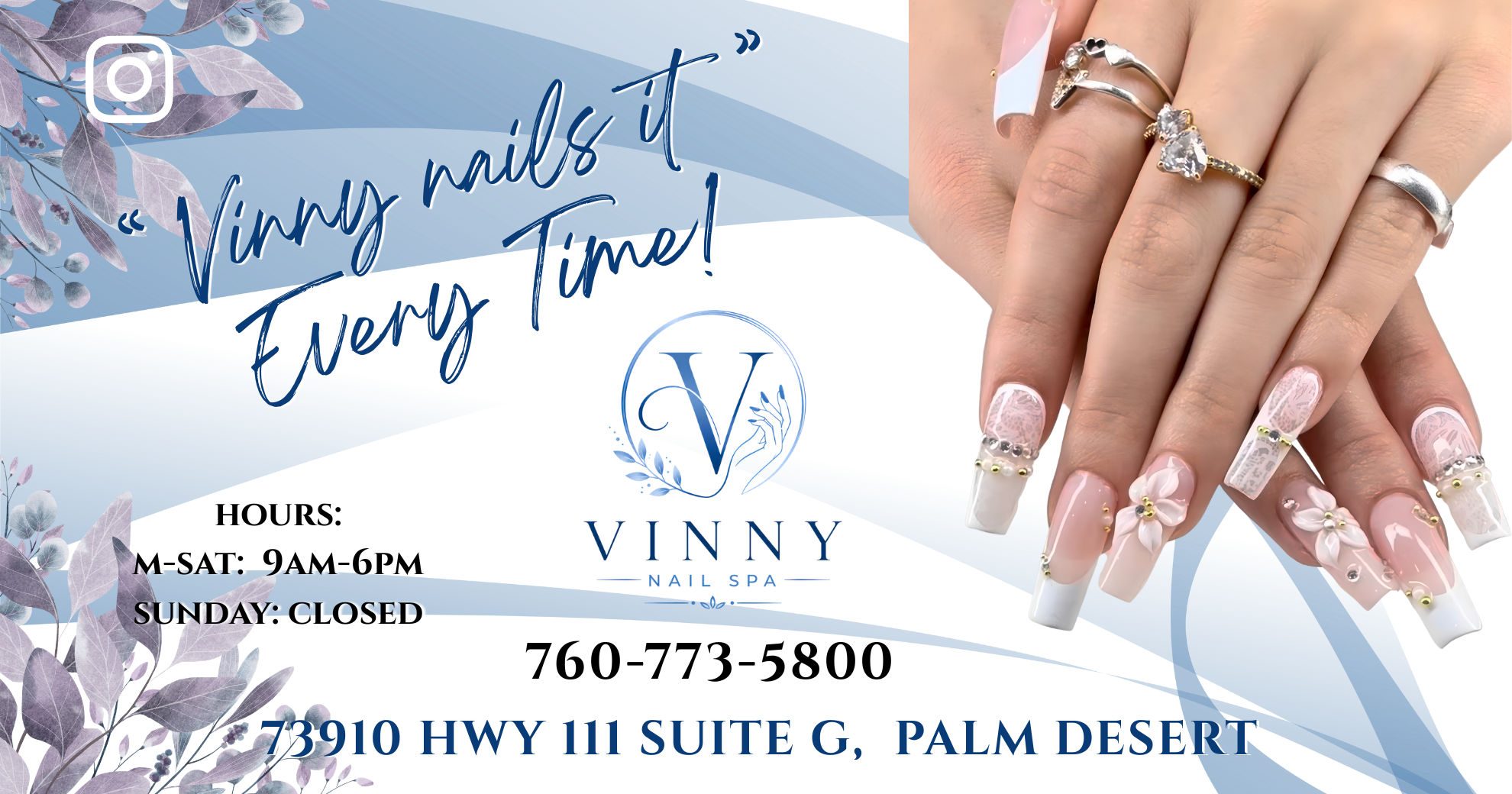 Vinny Nail Spa ad playing on an On The Mark screen