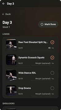 The Session screen in the Revive Performance app