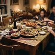 A family Shabbat table set for a hosted dinner