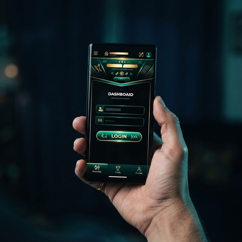 Smartphone showing a cricket betting ID login screen