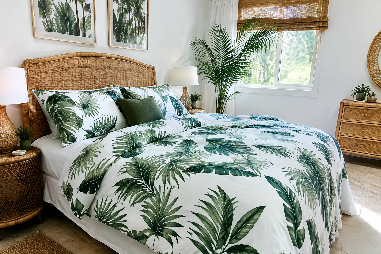 Palm Leaf Print Bedding Set