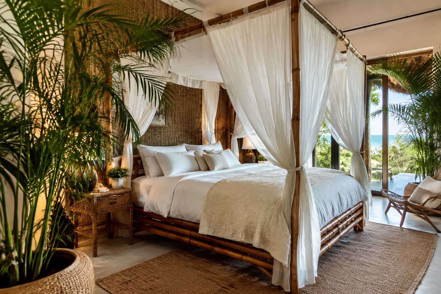 Bamboo Bed Frame, Tropical Style