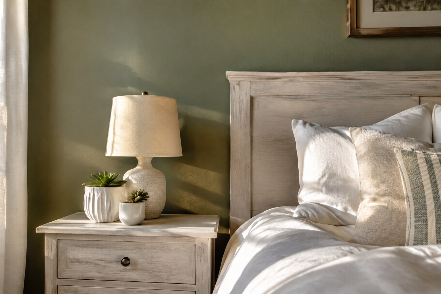 Whitewashed Nightstand with Succulents