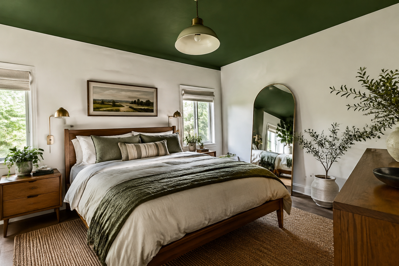 Deep Olive Green Painted Ceiling