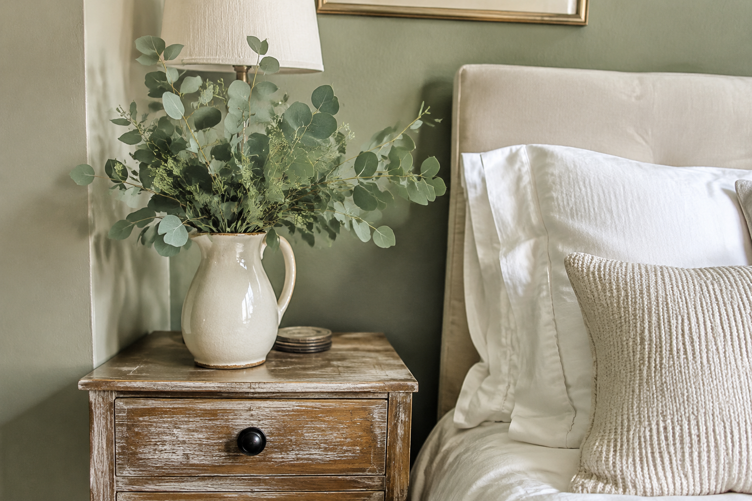 Farmhouse Pitcher with Fresh Eucalyptus