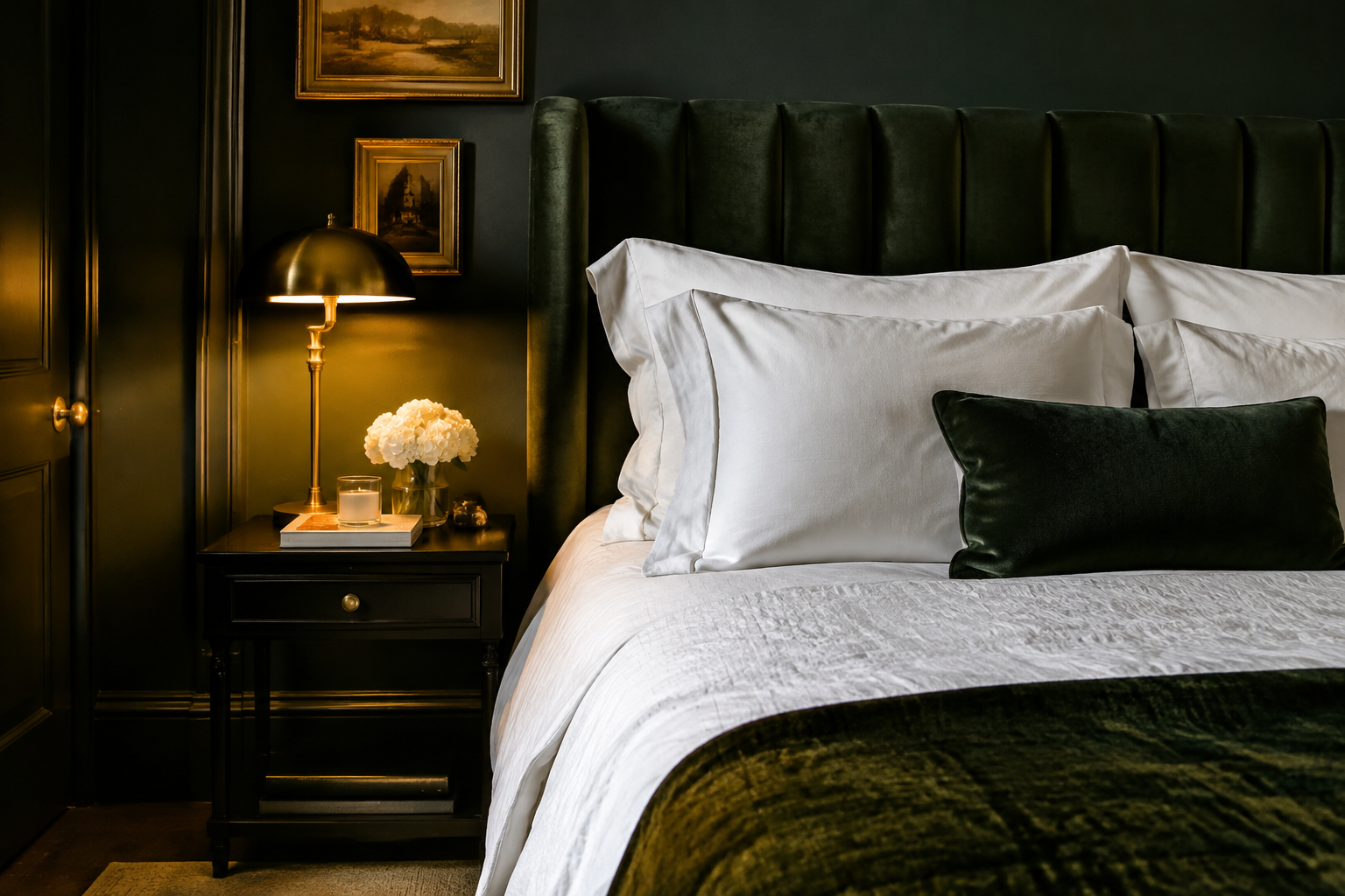 Forest Green Velvet Headboard