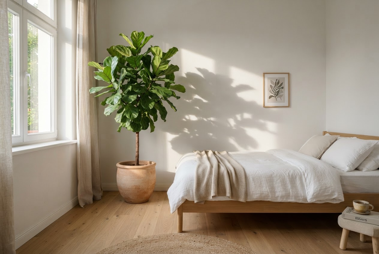 Fiddle Leaf Fig as a Corner Statement Plant