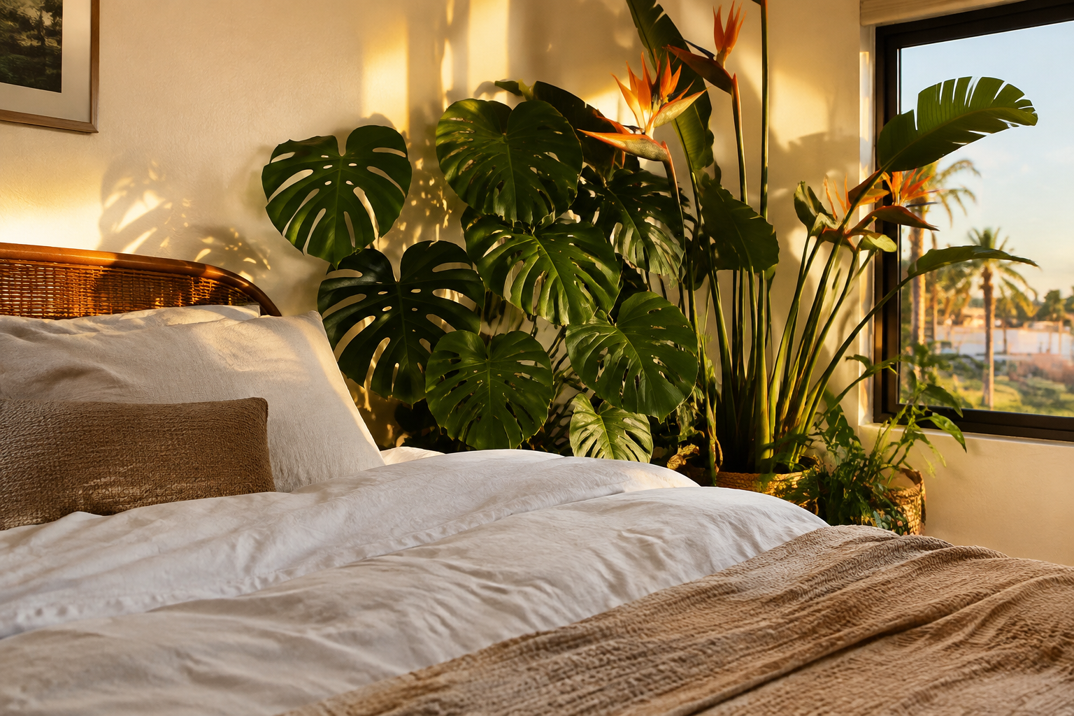 Lush Monstera and Bird of Paradise