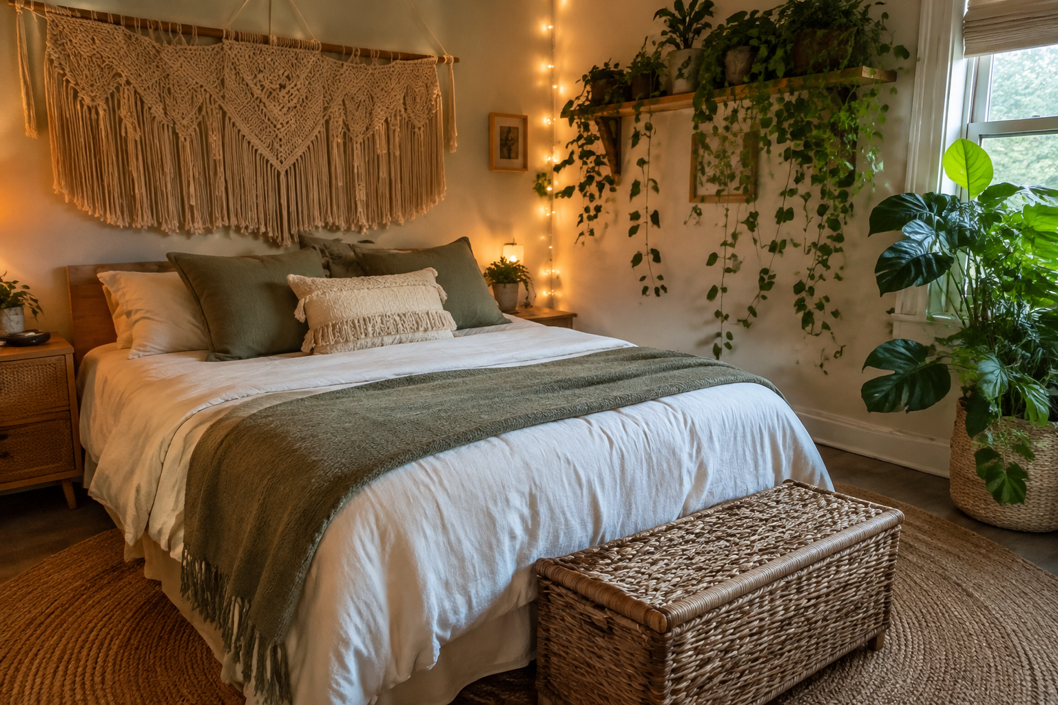 Boho Macramé Wall Hanging with Trailing Plants