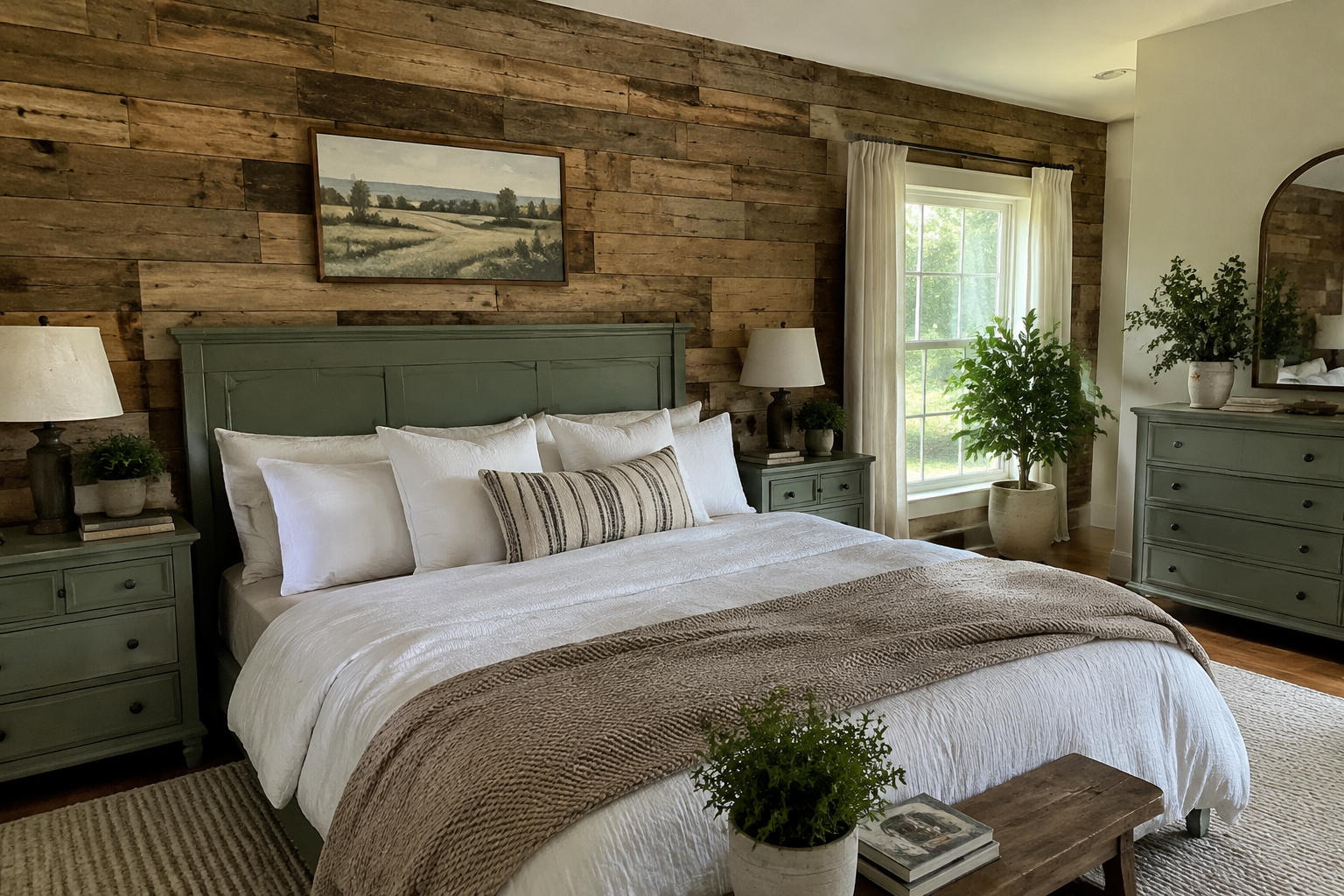 Reclaimed Wood and Sage Green Furniture