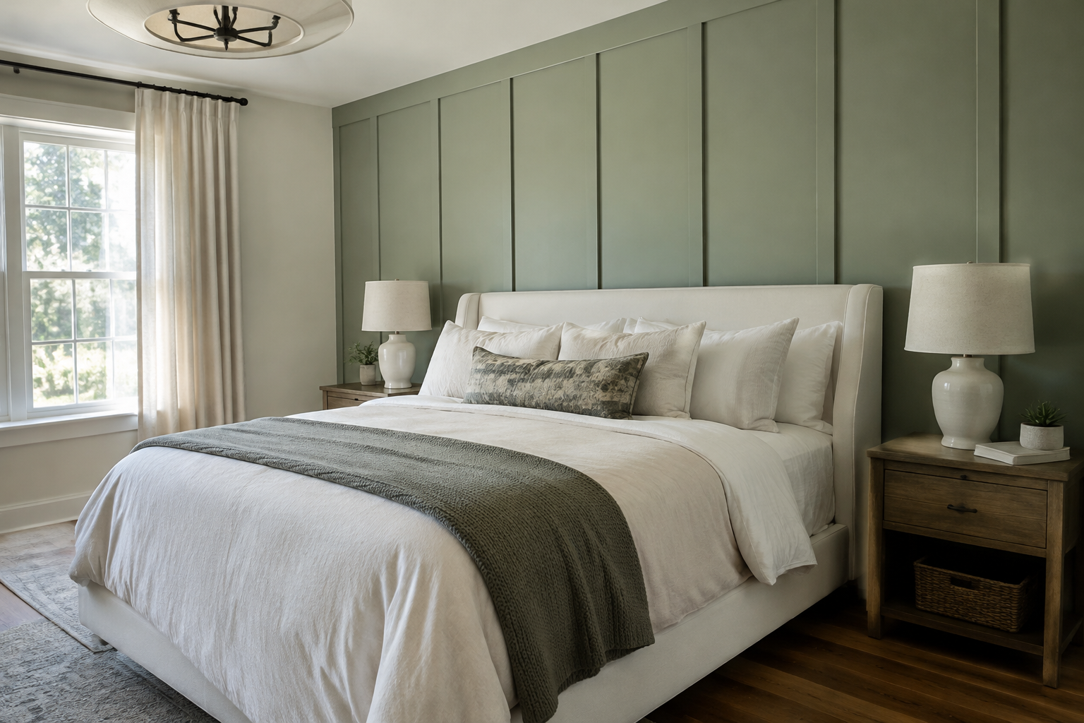 Sage Green Board and Batten Wall