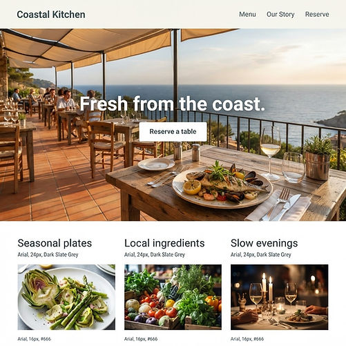 Coastal Kitchen generated concept website preview
