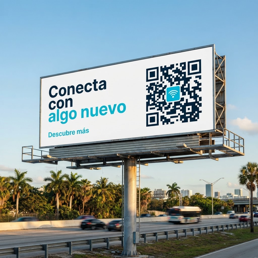 Mockup of a billboard with a QR code in out-of-home advertising