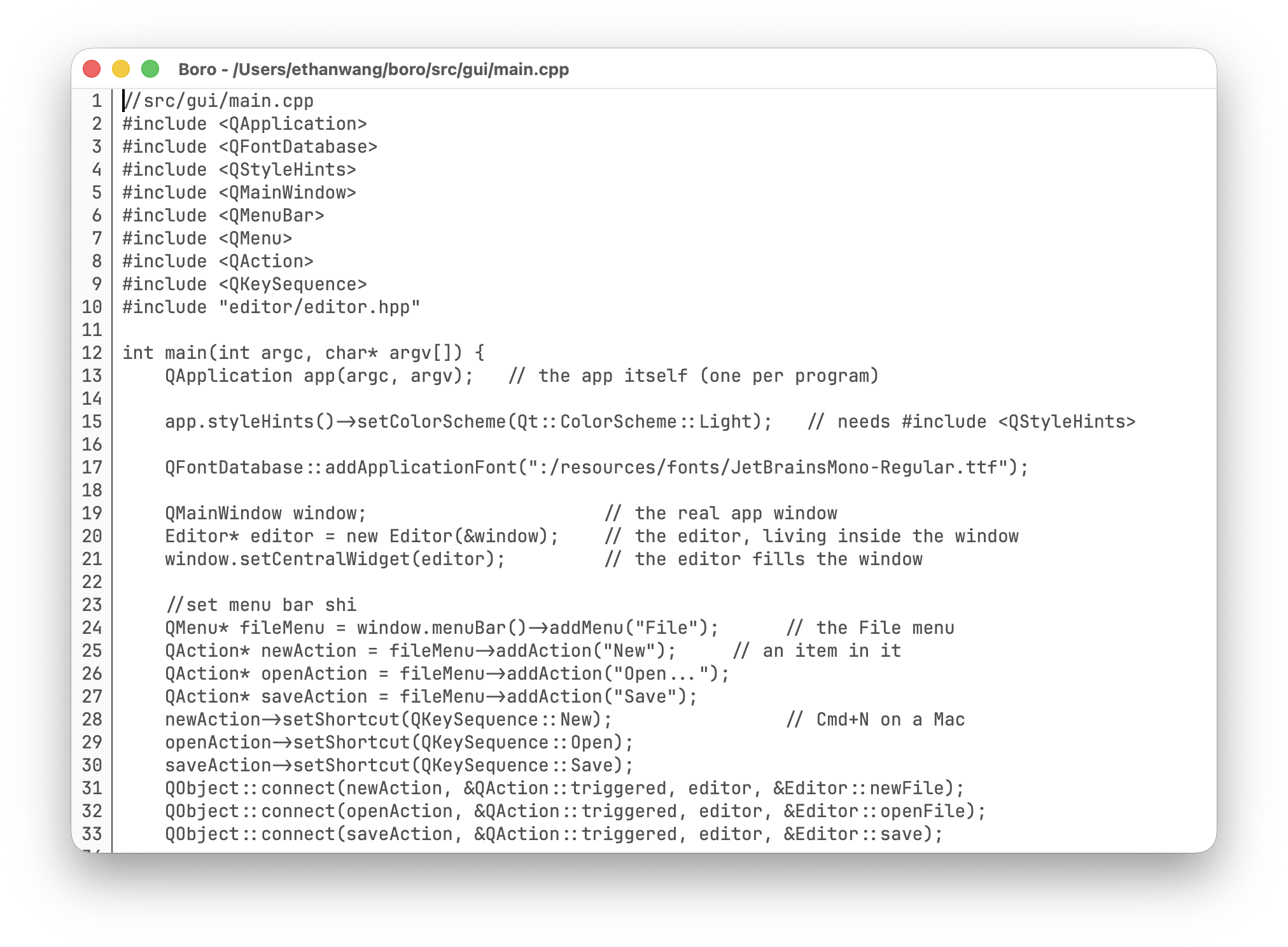 boro editing its own source code