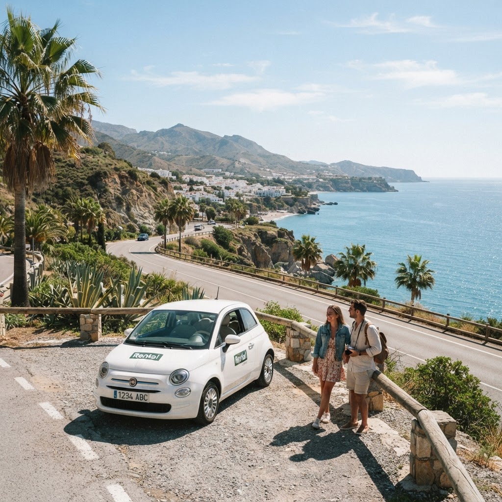 Rental car on a coastal road