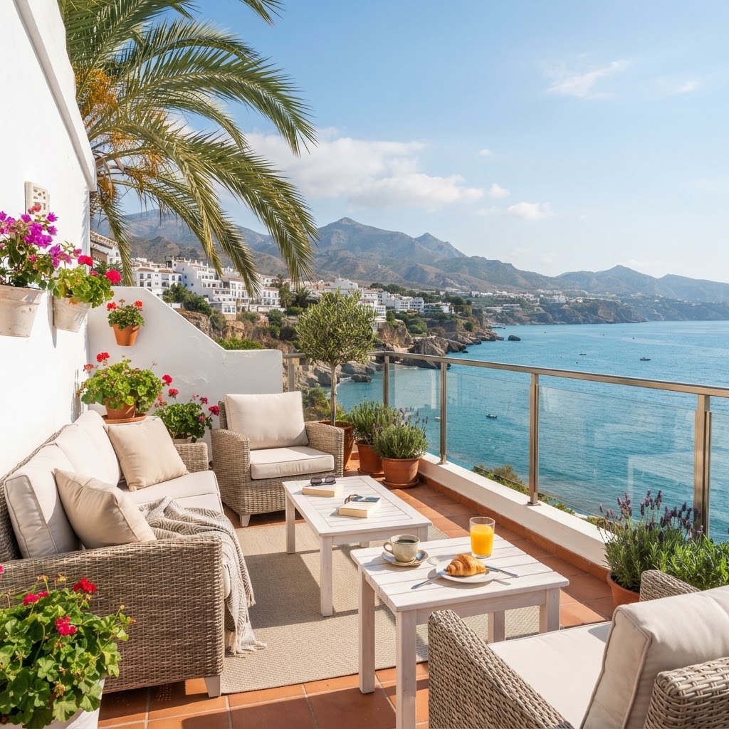 Holiday apartment terrace with sea view
